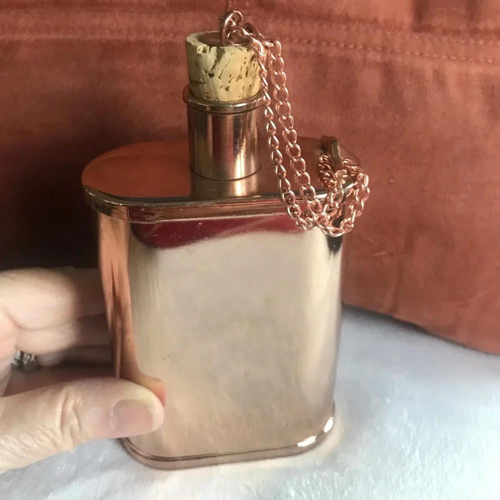 Elegant‎ Copper Flask with Chain and Cork Closure